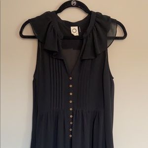 Anthropologie Sheer Black Ruffle Top